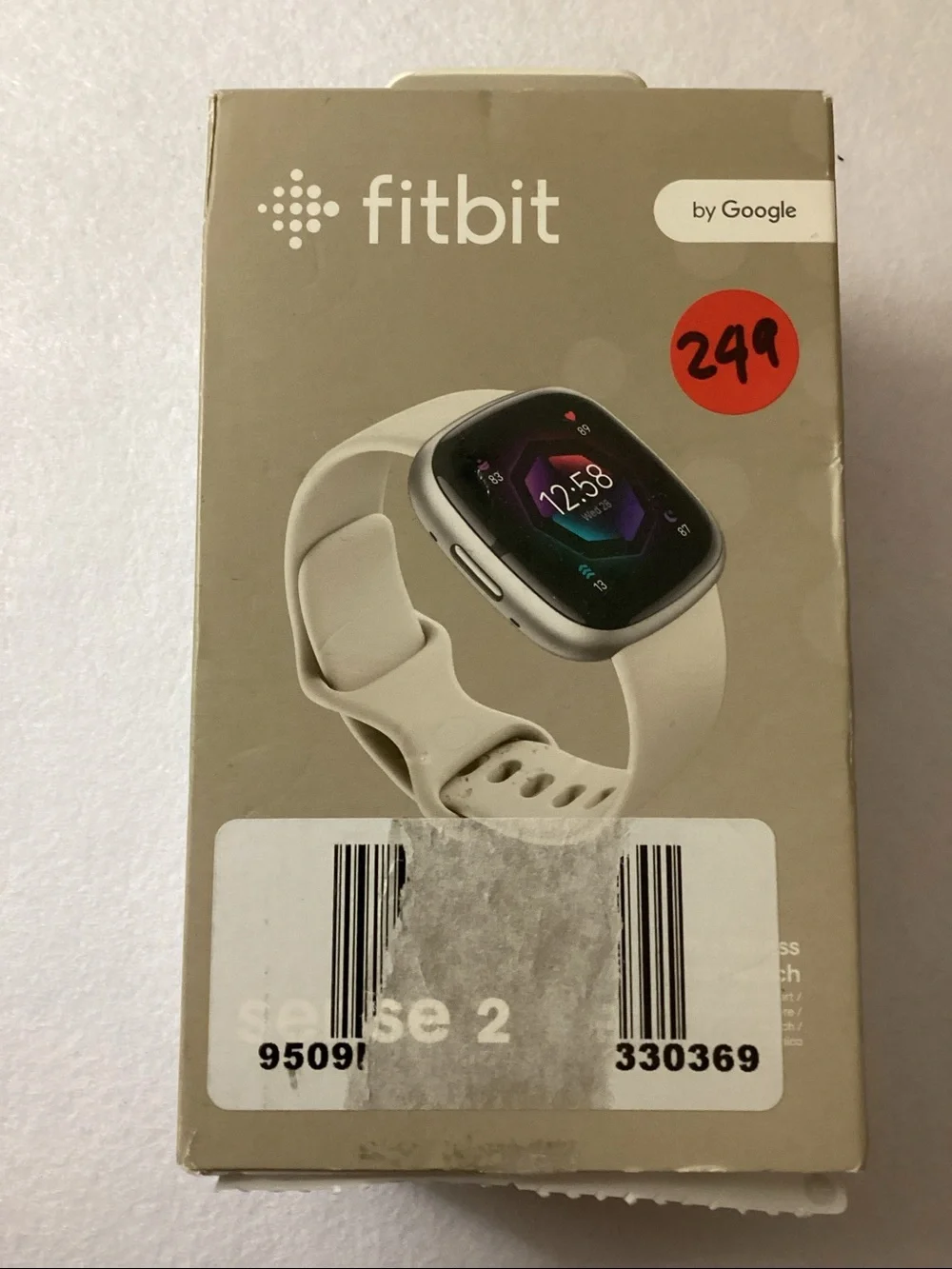 Fitbit Sense 2 Lunar White Platinum Smartwatch, 39mm